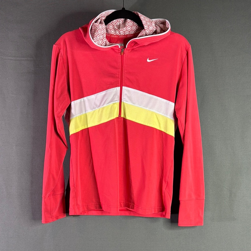 Nike Hooded Jacket orange/salmon. with Yellow and White Stripes large
